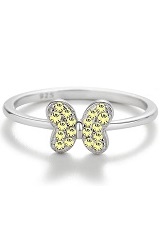 elegant sterling silver butterfly yellow cubic zirconia birthstone baby ring 
